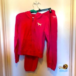 PINK by Victoria’s Secret Size L Vintage Hooded Zip Up Sweatshirt & Sweatpants